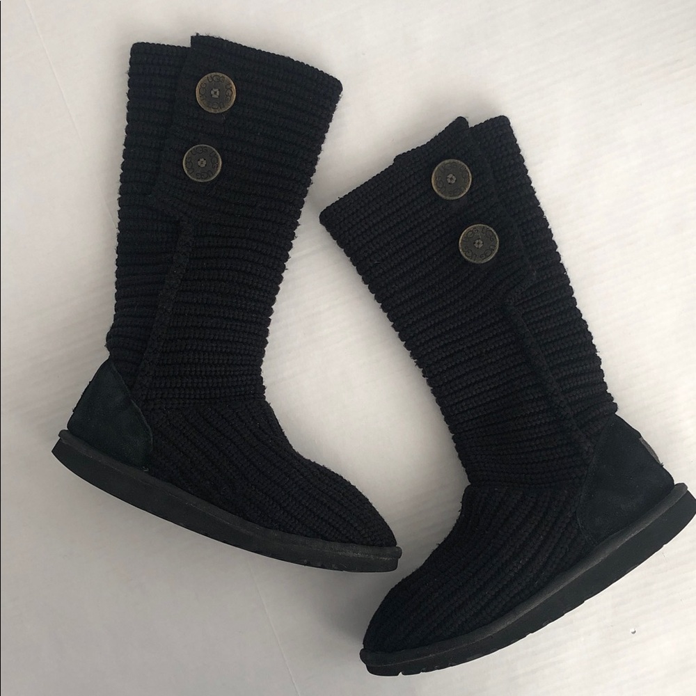 UGG Classic Knitted Tall Black Boots Size 6
